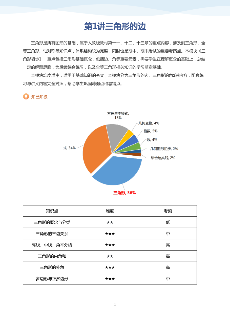第1讲三角形的边(教师版).pdf 第 1 页